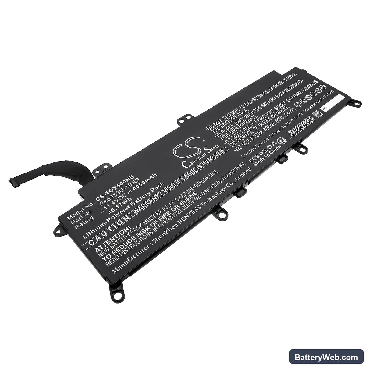 Toshiba Dynabook Tecra X50-F Replacement Battery, 11.4V, 4050mAh, Li-Polymer 1