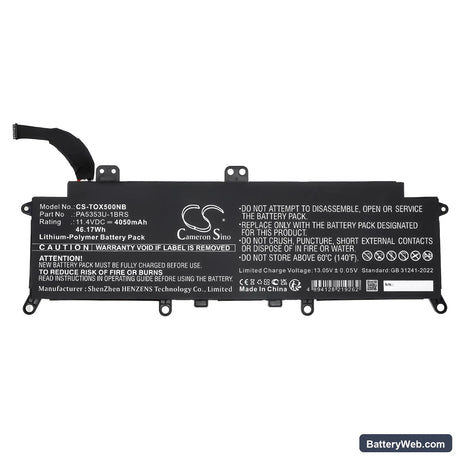 Toshiba Dynabook Tecra X50-F Replacement Battery, 11.4V, 4050mAh, Li-Polymer 3