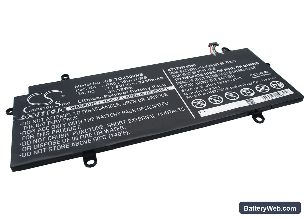 Toshiba Portege Z30 Replacement Battery, 14.8V, 3350mAh, Li-Polymer 2
