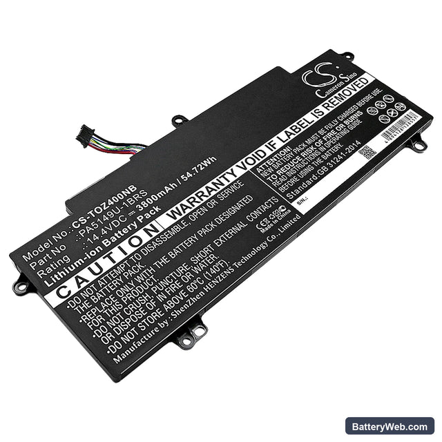 Toshiba Tecra Z40-A-17K Replacement Battery, 14.4V, 3800mAh, Li-ion 1