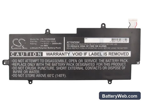 Toshiba Portege Z830 Replacement Battery, 14.8V, 3000mAh, Li-Polymer 5