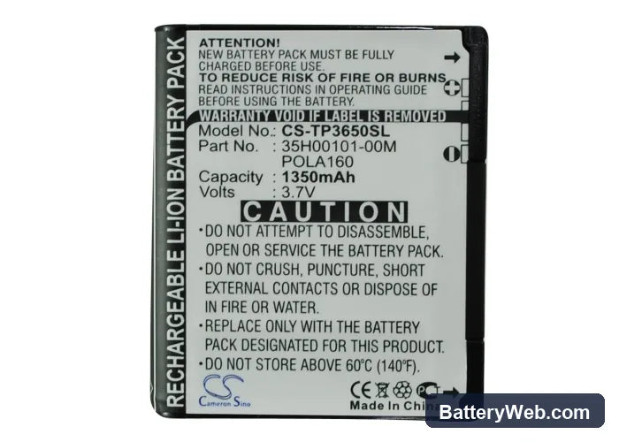 O2 XDA Orbit 2 Replacement Battery, 3.7V, 1350mAh, Li-ion 5