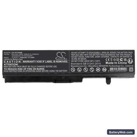 Toshiba Portege T110 Replacement Battery, 10.8V, 4400mAh, Li-ion 5