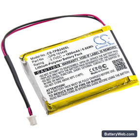 Telex Transmitter PB24ND-TX Replacement Battery, 3.7V, 1800mAh, Li-Polymer 1
