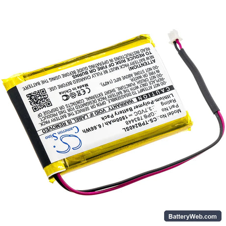 Telex Transmitter PB24ND-TX Replacement Battery, 3.7V, 1800mAh, Li-Polymer 2