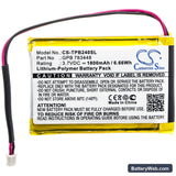 Telex Transmitter PB24ND-TX Replacement Battery, 3.7V, 1800mAh, Li-Polymer 3