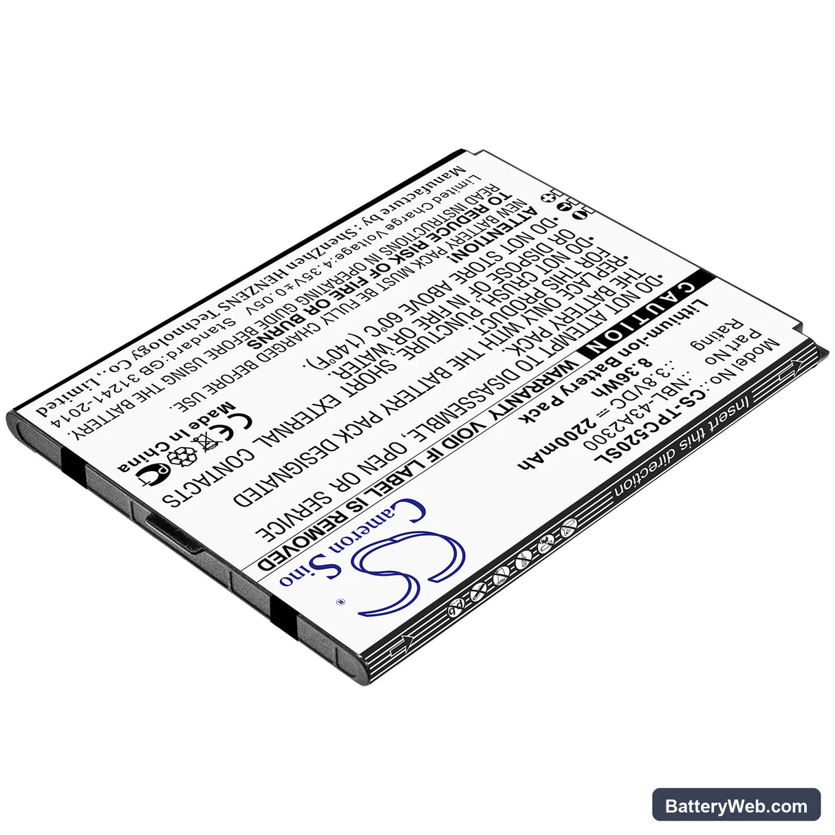 Neffos C5A Replacement Battery, 3.8V, 2200mAh, Li-ion 2