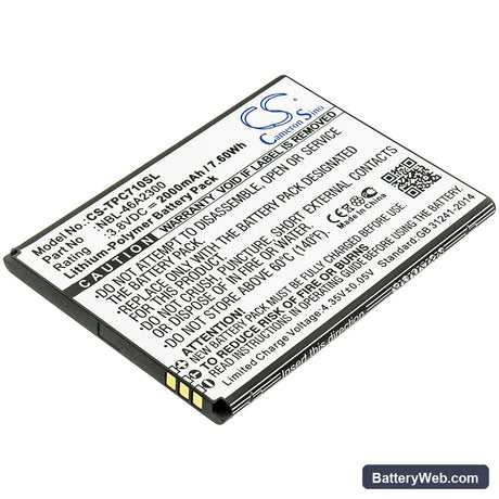 Neffos C7a Replacement Battery, 3.8V, 2000mAh, Li-Polymer 1