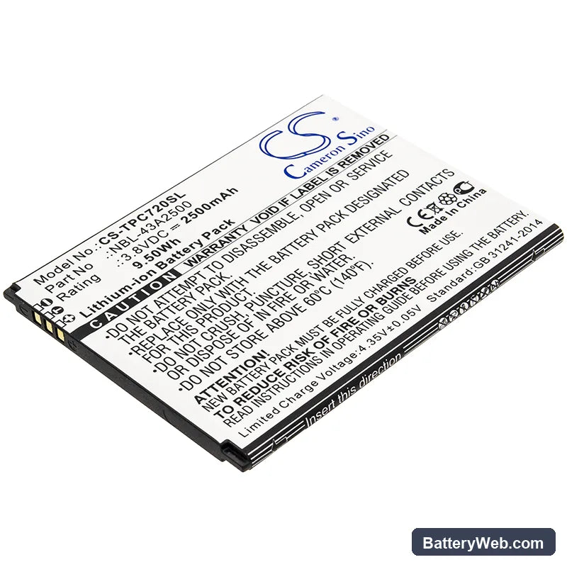 TP-Link Neffos C7s Replacement Battery, 3.8V, 2500mAh, Li-ion 1