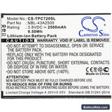 TP-Link Neffos C7s Replacement Battery, 3.8V, 2500mAh, Li-ion 3