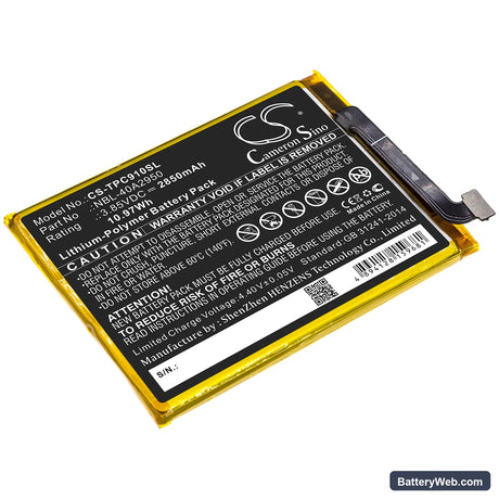 Neffos C9 Max Replacement Battery, 3.85V, 2850mAh, Li-Polymer 1