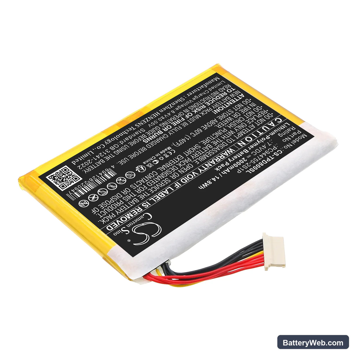 Topdon AD800BT Replacement Battery, 7.4V, 2000mAh, Li-Polymer 2