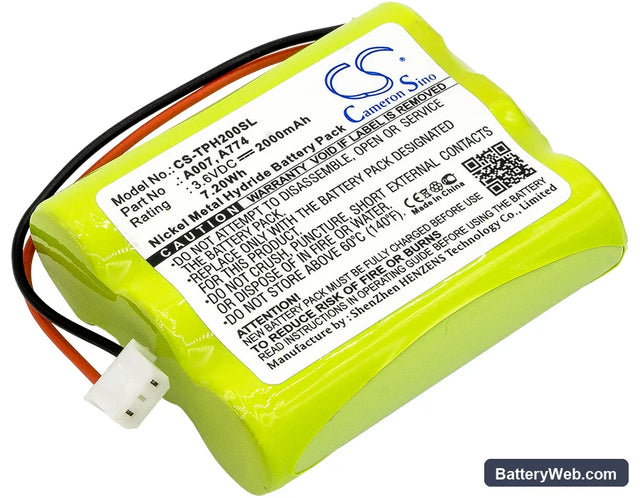 TPI HXG-2D Replacement Battery, 3.6V, 2000mAh, Ni-MH 1
