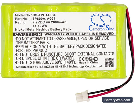 TPI 440 Replacement Battery, 7.2V, 2000mAh, Ni-MH 3