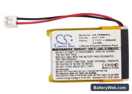 Telematrix IPN964591 Replacement Battery, 3.7V, 650mAh, Li-Polymer 5