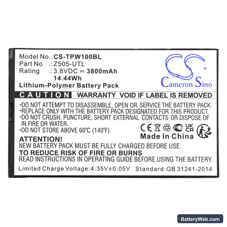 Topwise T1 Replacement Battery, 3.8V, 3800mAh, Li-Polymer 5