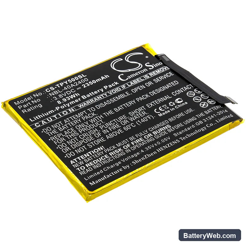Neffos Y5s Dual SIM Replacement Battery, 3.8V, 2350mAh, Li-Polymer 1