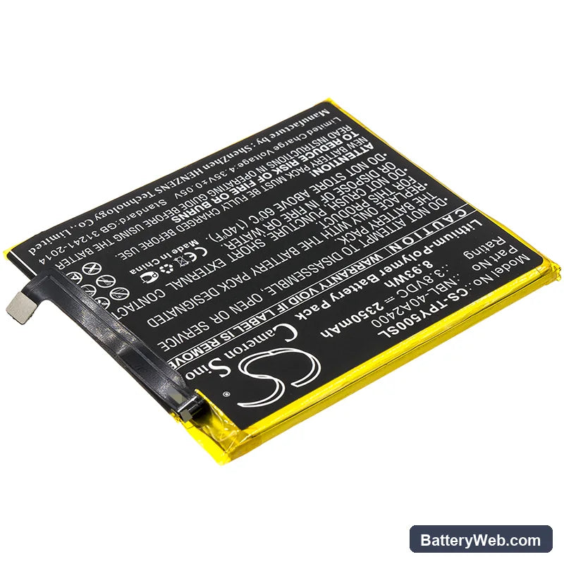 Neffos Y5s Dual SIM Replacement Battery, 3.8V, 2350mAh, Li-Polymer 2