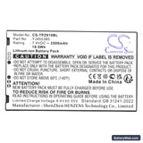 Topwise Z91 Replacement Battery, 7.4V, 2500mAh, Li-ion 3