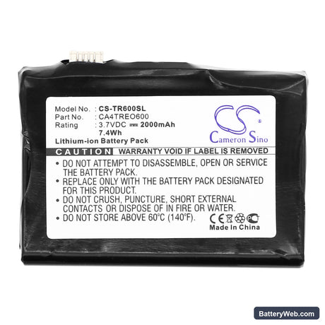 Palm Treo 600 Replacement Battery, 3.7V, 2000mAh, Li-ion 5
