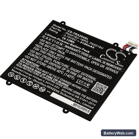 Toshiba Excite A204 Replacement Battery, 3.75V, 5100mAh, Li-Polymer 1