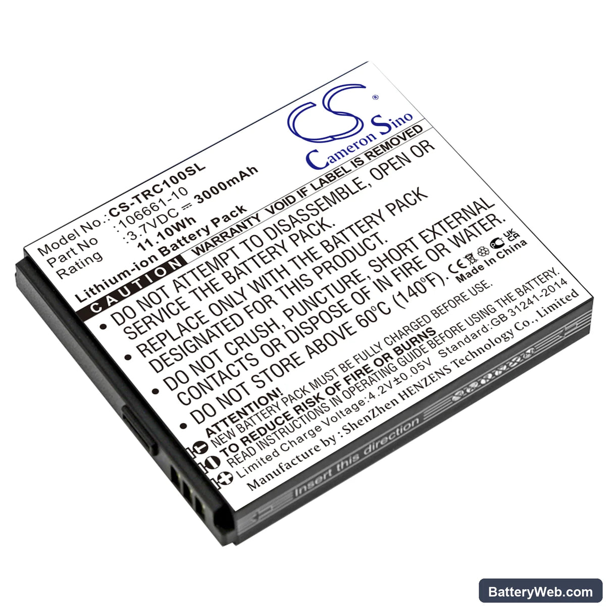 Trimble TDC100 Replacement Battery, 3.7V, 3000mAh, Li-ion 1