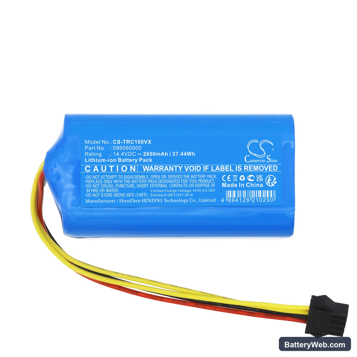Red Solution Replacement Battery, 14.4V, 2600mAh, Li-ion 3