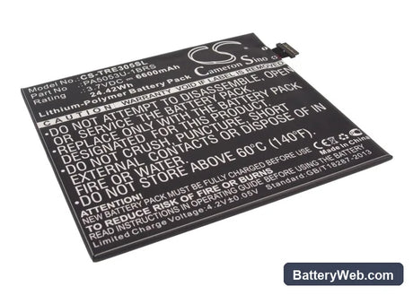 Toshiba Excite 10 Replacement Battery, 3.7V, 6600mAh, Li-Polymer 1