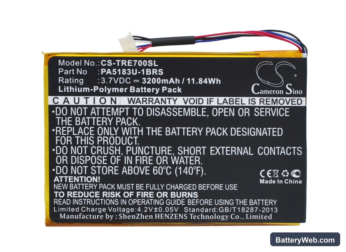 Toshiba Excite Go Mini 7 Replacement Battery, 3.7V, 3200mAh, Li-Polymer 5