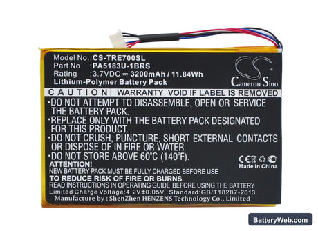 Toshiba Excite Go Mini 7 Replacement Battery, 3.7V, 3200mAh, Li-Polymer 5