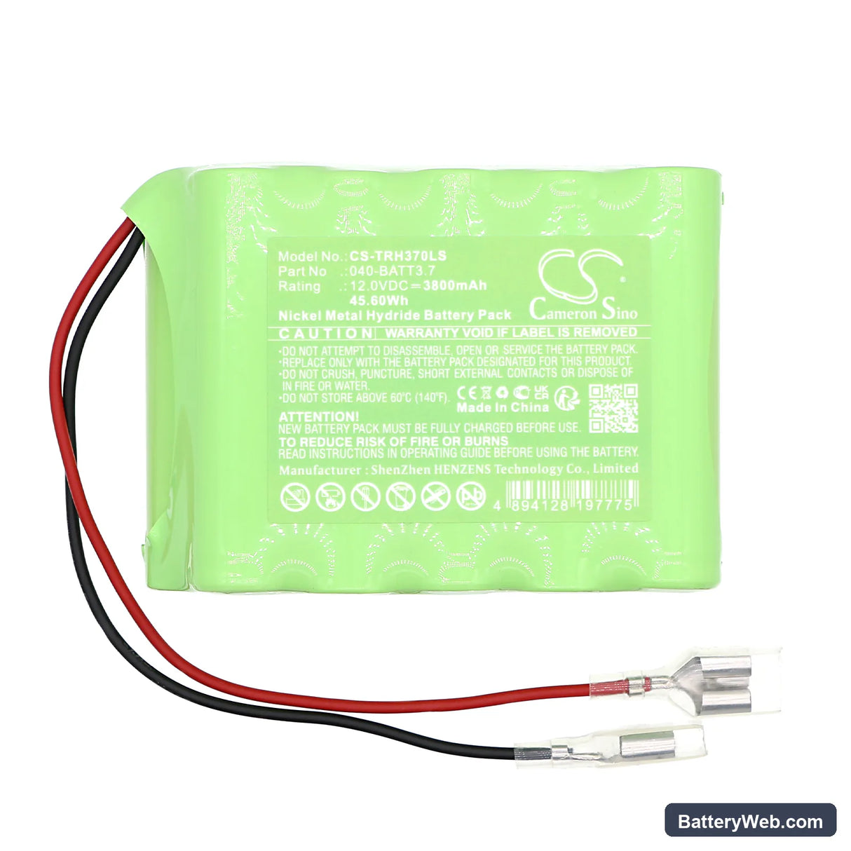 Trail Tech 040-BATT3.7 Replacement Battery, 12V, 3800mAh, Ni-MH 3