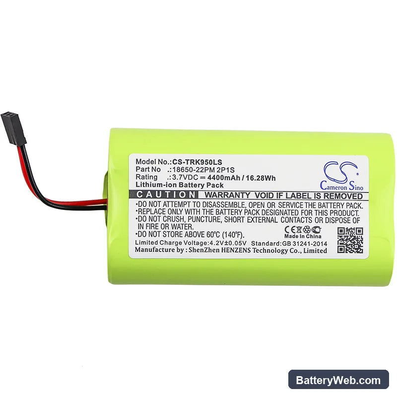 Trelock LS 950 Replacement Battery, 3.7V, 4400mAh, Li-ion 3