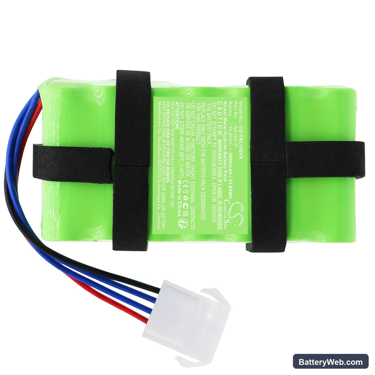 Toshiba VC-WL100 Replacement Battery, 16.8V, 2000mAh, Ni-MH 3