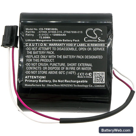 Trimble FM1000 Replacement Battery, 6V, 12000mAh, Li-MnO2 3