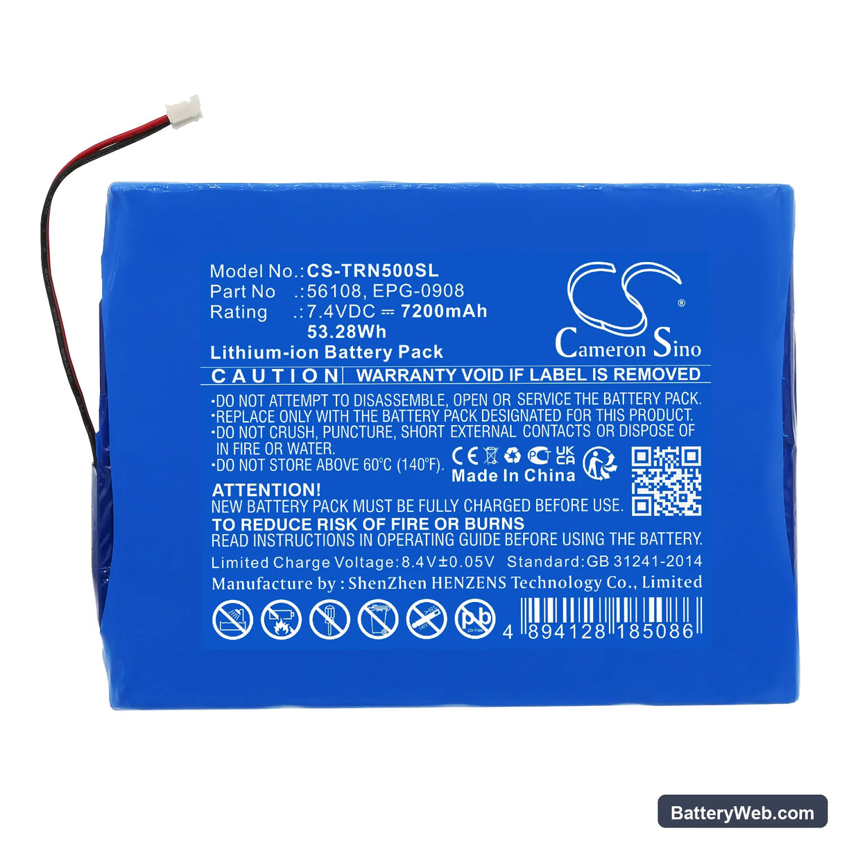 Trimble GPS Net R5 Replacement Battery, 7.4V, 7200mAh, Li-ion 3