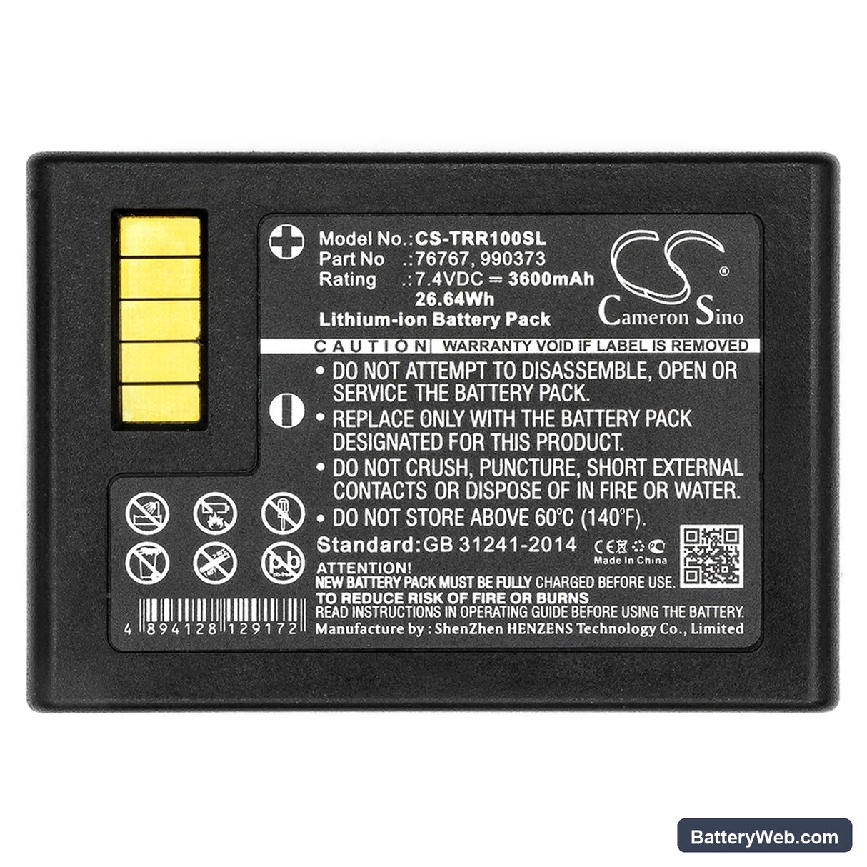 Trimble R10 Replacement Battery, 7.4V, 3600mAh, Li-ion 3