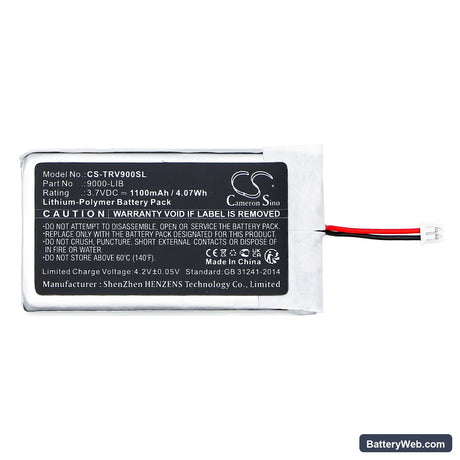 Trail Tech Voyager Replacement Battery, 3.7V, 1100mAh, Li-Polymer 3