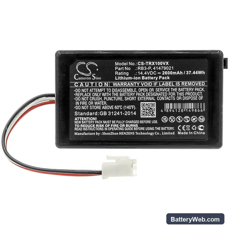 Toshiba VC-RCX1 Replacement Battery, 14.4V, 2600mAh, Li-ion 3