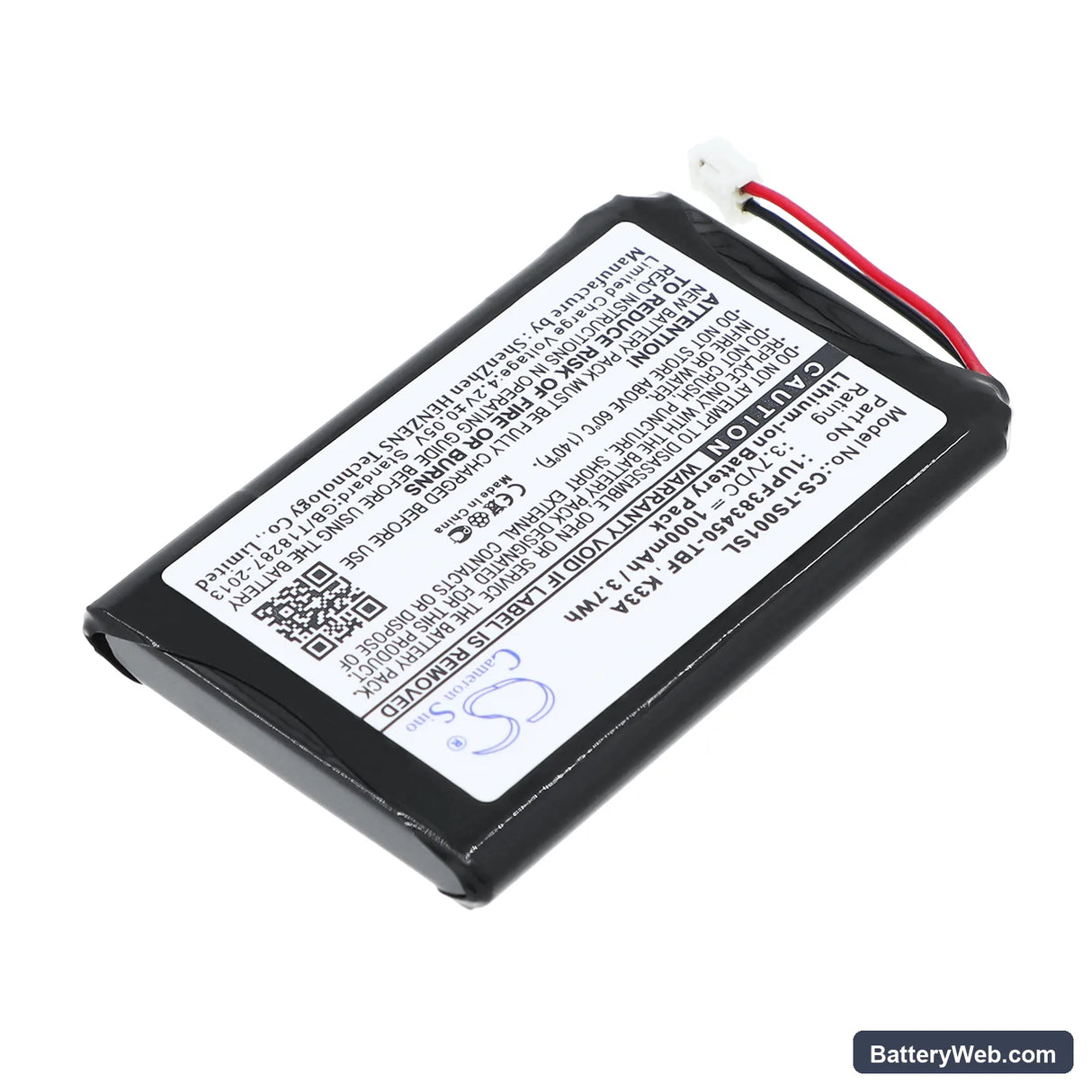 Toshiba Gigabeat MES30VW Replacement Battery, 3.7V, 1000mAh, Li-ion 2