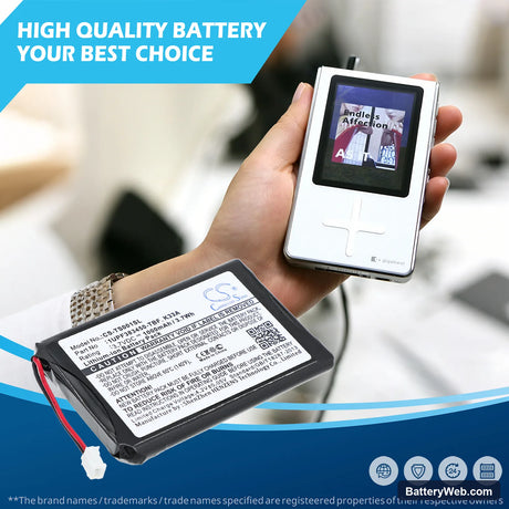 Toshiba Gigabeat MES30VW Replacement Battery, 3.7V, 1000mAh, Li-ion 6