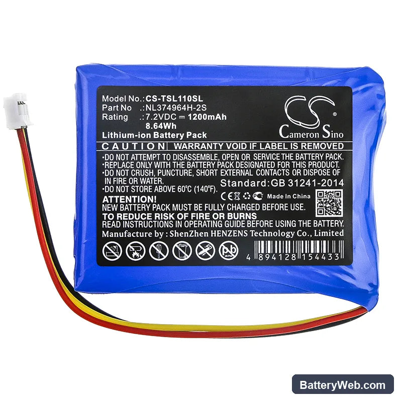 Tosight TSEL-110 Replacement Battery, 7.2V, 1200mAh, Li-ion 3