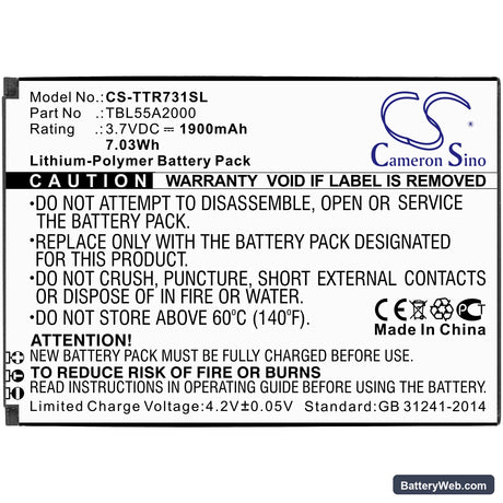 TP-Link M7310 Replacement Battery, 3.7V, 1900mAh, Li-Polymer 3