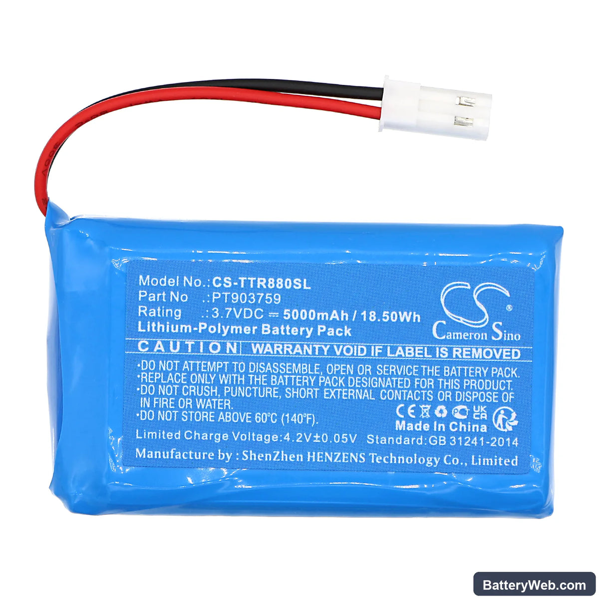 Triplett 8060 CamView Elite Video Test Monitor Replacement Battery, 3.7V, 5000mAh, Li-Polymer 3