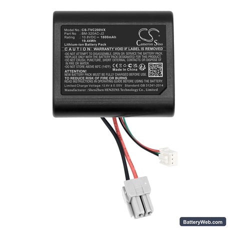 Toshiba VC-CLS2 Replacement Battery, 10.8V, 1800mAh, Li-ion 5