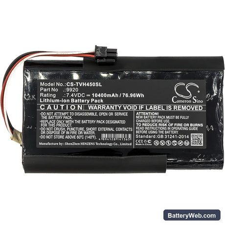Televes H45 Replacement Battery, 7.4V, 10400mAh, Li-ion 3
