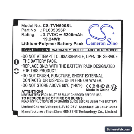 TwoNav Aventura 500 Replacement Battery, 3.7V, 5200mAh, Li-Polymer 5