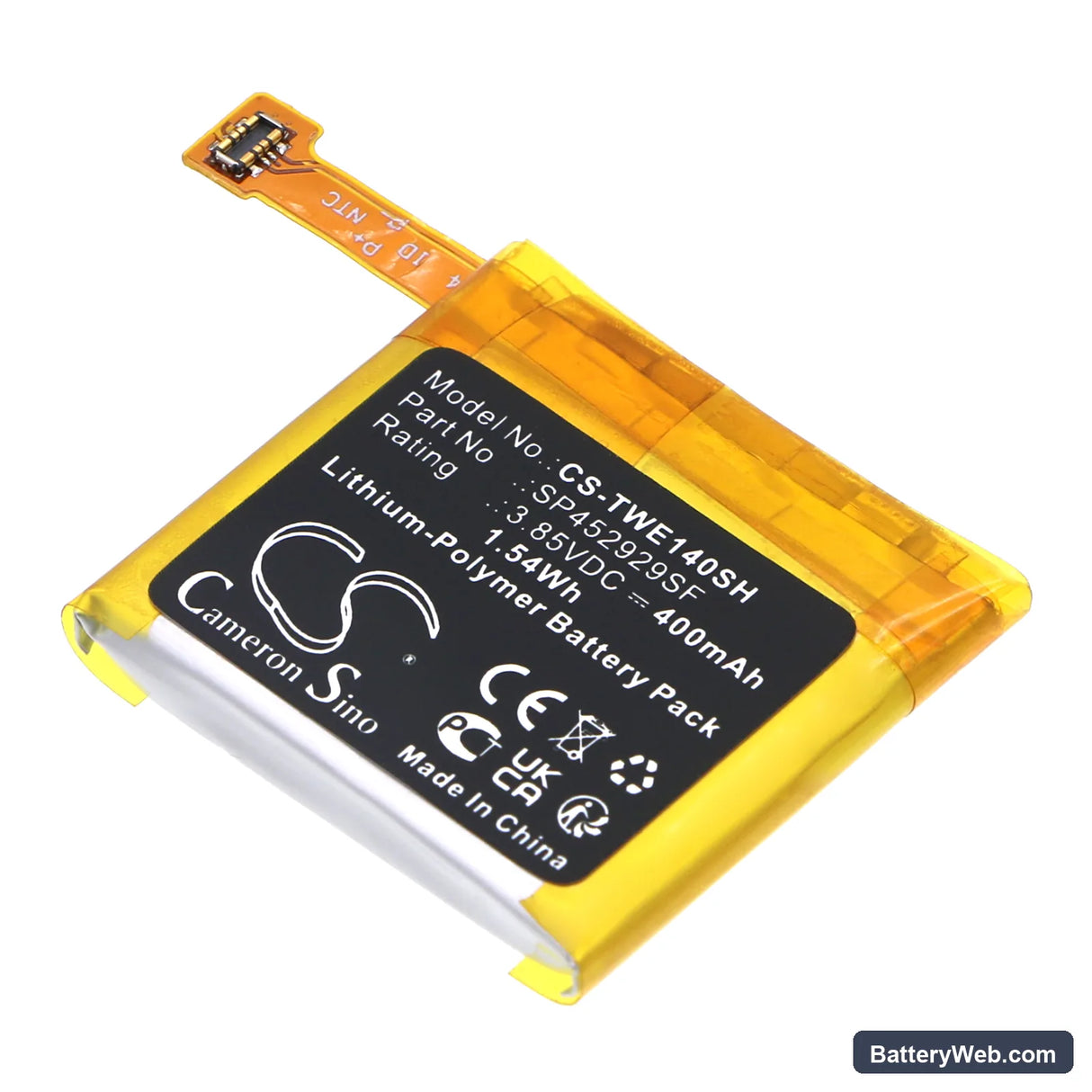 Ticwatch Pro Replacement Battery, 3.85V, 400mAh, Li-Polymer 1