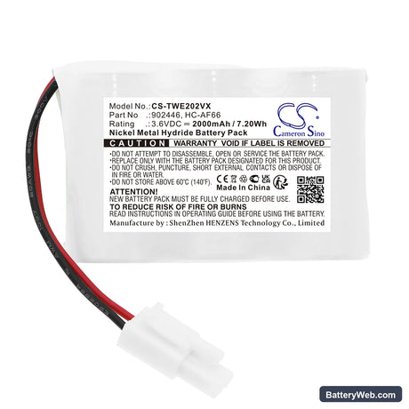 Twinbird HC-E202 Replacement Battery, 3.6V, 2000mAh, Ni-MH 3