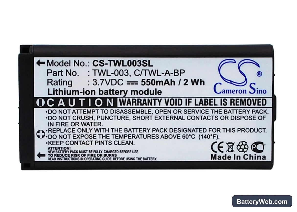 Nintendo DSi Replacement Battery, 3.7V, 550mAh, Li-Polymer 1