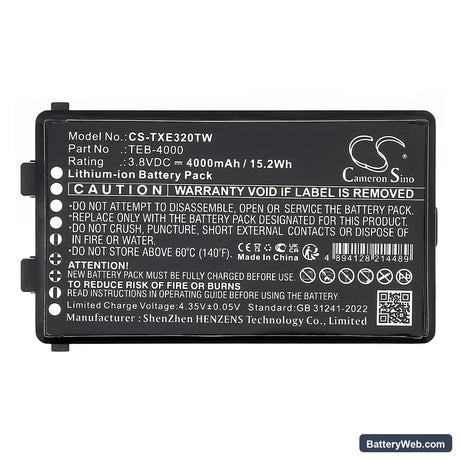 Telox TE320 Replacement Battery, 3.8V, 4000mAh, Li-ion 5